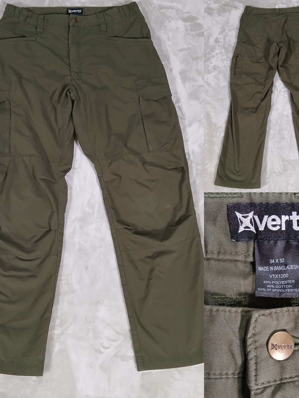 Vertx Fusion LT Tactical Cargo Pants 34x32 Men's Green